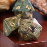 Dark Jasper Gemstone - Stone Engraved with Gold RPG Dice Set (7d)