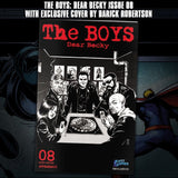 Comic book cover of 'The Boys: Dear Becky' issue 08 with characters around a table.