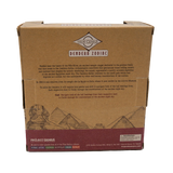 Cardboard box with 'True Genius' branding and text on a white background