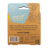 Back of a cardboard packaging for ecoLOGICALS product with branding and instructions.