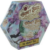 Hexagonal packaging of Honey Buzz with floral design