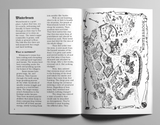 Open book with text and a map of 'Winterbrook' on a gray background