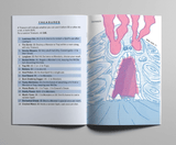 Open book showing game rules and a colorful illustration on a gray background