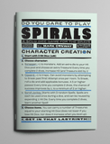 Book cover of 'Spirals' dice game by Mark Conway on a gray background