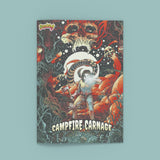 Book cover of 'Campfire Carnage' with a fantasy design on a light blue background