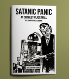 Book cover of 'Satanic Panic at Crowley Place Mall' by John Patrick Cooper on a green background
