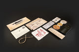 Collection of vintage-style cards and items on a dark background