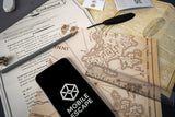 Phone with 'Mobile Escape' logo on a map and legal document