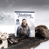 Shackleton book or game box with a snowy background