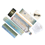 Collection of Shinobi products including a key, cards, and packaging on a white background