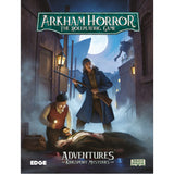 Arkham Horror roleplaying game cover with two characters in a foggy street scene.