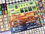 Board game components including cards and a board with 'Euphoria' branding.