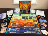 Board game set up with 'Euphoria' board and components on a table.