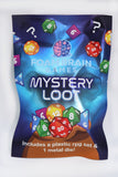 Foam Brain Games Mystery Loot packaging with dice graphics on a white background