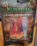 Packaging for 'Lost Tome of Monsters Volume 2' with a dragon illustration on a wooden surface.