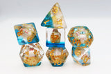 Set of decorative dice with intricate designs on a white background