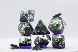 Set of dice with frog design on a white background