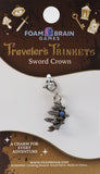 Sword crown charm on Foam Brain Games packaging