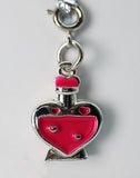 Heart-shaped charm with pink center and silver accents on a white background