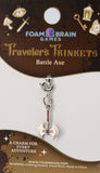 Traveler's Trinkets Battle Axe charm on Foam Brain Games packaging