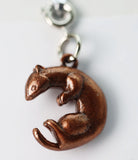 Bronze lizard charm on a white background