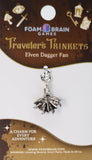 Elven dagger fan charm on Foam Brain Games packaging