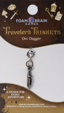 Orc dagger charm on a Foam Brain Games branded card