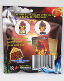 Package of a miniature figurine with game elements and branding on a white background
