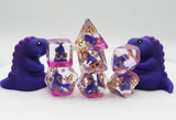 Purple T-Rex RPG Dice Set