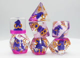 Purple T-Rex RPG Dice Set