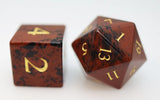 Swan Gemstone - Stone Engraved with Gold RPG Dice Set (7d)