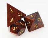 Swan Gemstone - Stone Engraved with Gold RPG Dice Set (7d)