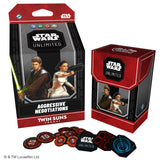 Star Wars Unlimited card game packaging with characters and cards on a white background
