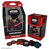 Star Wars Unlimited trading card game packaging with figures and cards on a white background