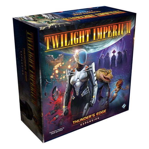 Board game box for 'Twilight Imperium' with space-themed artwork on a white background