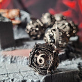 Dragons Bauble Antique Silver Hollow 7-Piece Metal  Dice Set