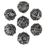 Dragons Bauble Antique Silver Hollow 7-Piece Metal  Dice Set