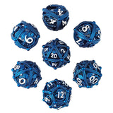 Dragons Bauble Antique Blue Hollow 7-Piece Metal Dice Set