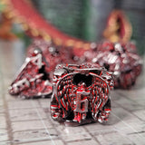 Winged Death Sliver Red Hollow 7-Piece Metal Dice Set