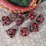 Winged Death Sliver Red Hollow 7-Piece Metal Dice Set