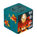 Cube-shaped product with animated character design on a white background
