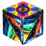 Colorful geometric cube with abstract design on a white background
