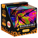 Shashibo magnetic puzzle system packaging with colorful design and branding.