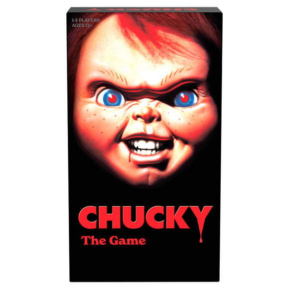 Game box for 'Chucky' with a close-up of a doll's face and red text on a black background.