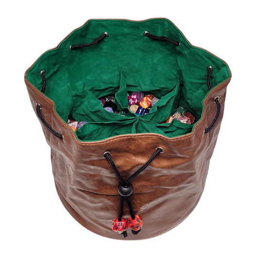 Pouch of the Endless Hoard Dice Bag - Brown/Green