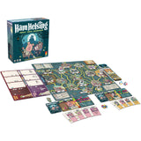 Board game set with 'Ham Helsing' box on a white background