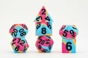 Metallic Dice Games: Sharp Edge Silicone Rubber Dice - Pansexual Pride (7)