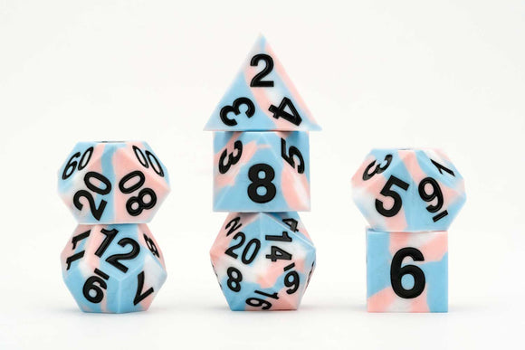 Metallic Dice Games: Sharp Edge Silicone Rubber Dice - Transgender Pride (7)