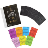 Card game set with 'Truth or Drink Sin' packaging and colorful question cards on a white background