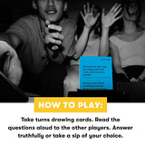People playing a card game with text instructions on how to play.